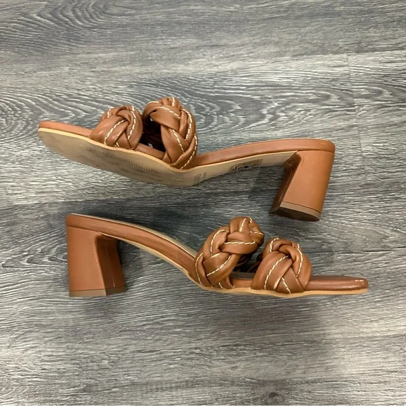Kaanas Brown Braided Block Sandal Heels Size 10 - Picture 10 of 12